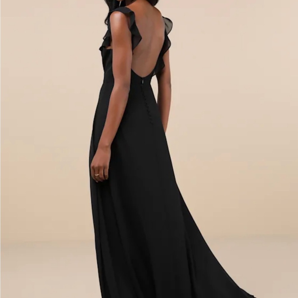 Lulu's Classic Black Maxi Dress with Ruffle Detail - Picture 2 of 3